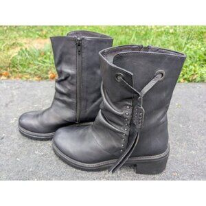 Vintage Foundry Co. Women's Black Leather Madeline Ankle Boot Sz 9 Moto Western